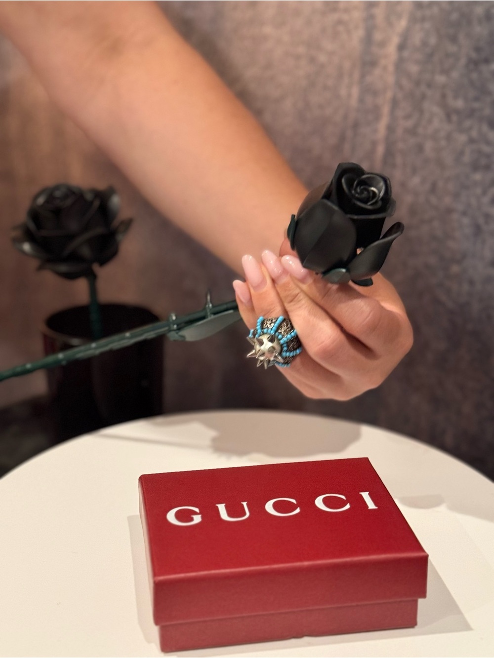 Gucci Rare Limited Edition Pearl Turquoise Spike Statement Ring - Picture 8 of 8